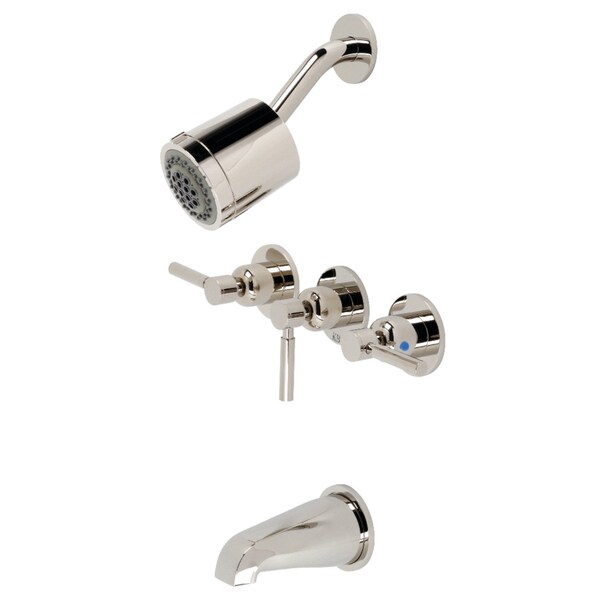 Tub and Shower Faucet, Polished Nickel, Wall Mount